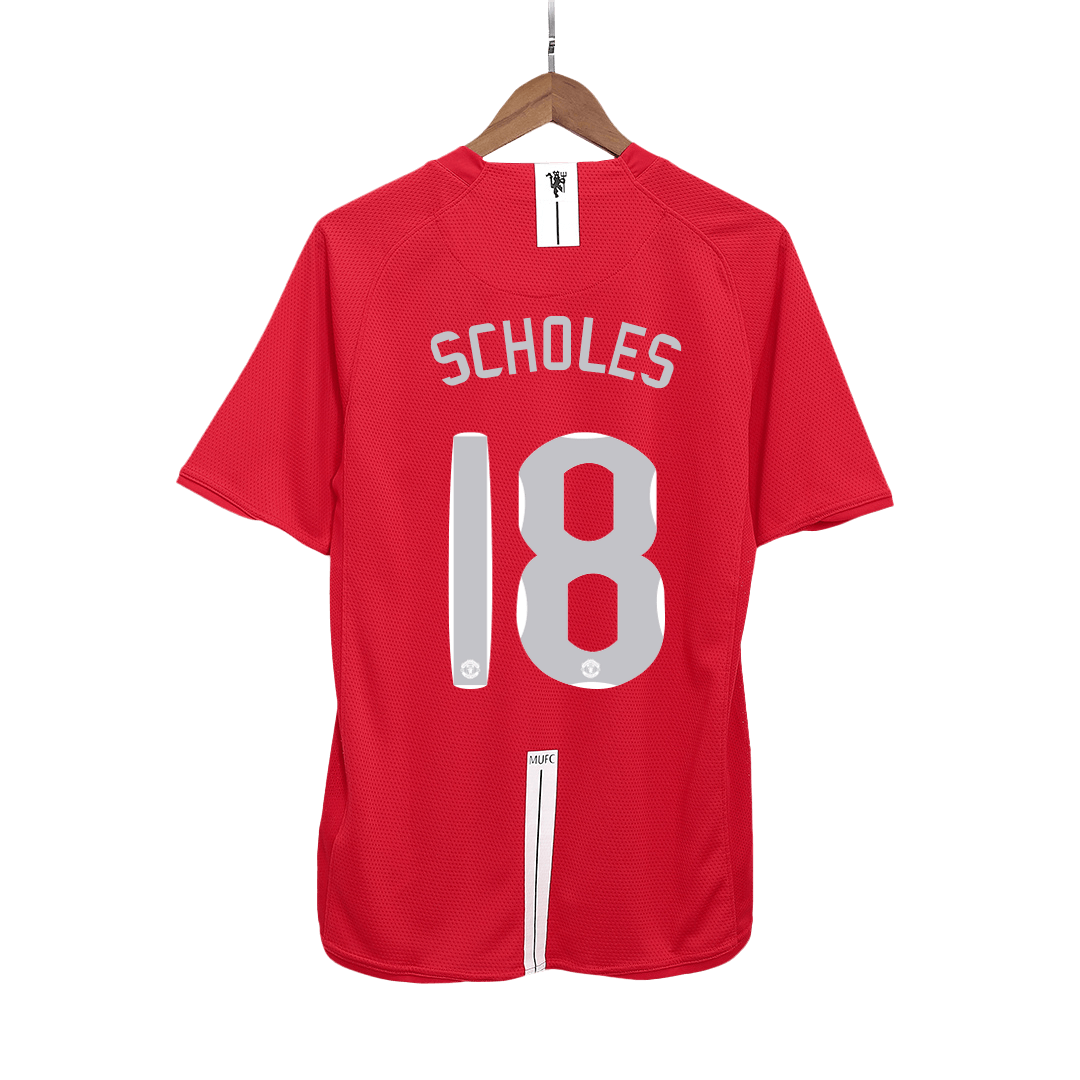 Retro SCHOLES #18 2007/08 Manchester United Home Soccer Jersey