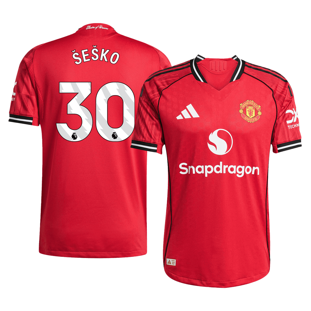 ŠEŠKO #30 Manchester United Home Soccer Jersey 2025/26 Player Version