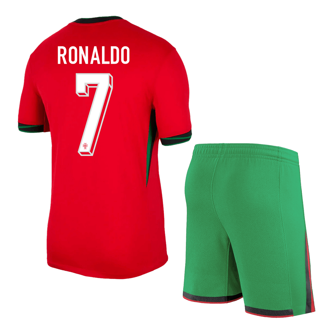 RONALDO #7 Portugal Home Soccer Jersey Kit(Jersey+Shorts) Euro 2024 - Image 2