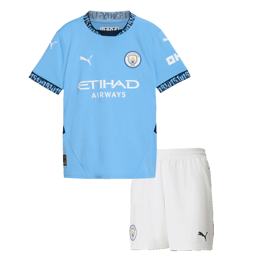 Kid's Manchester City Home Soccer Jersey Kit(Jersey+Shorts) 2024/25