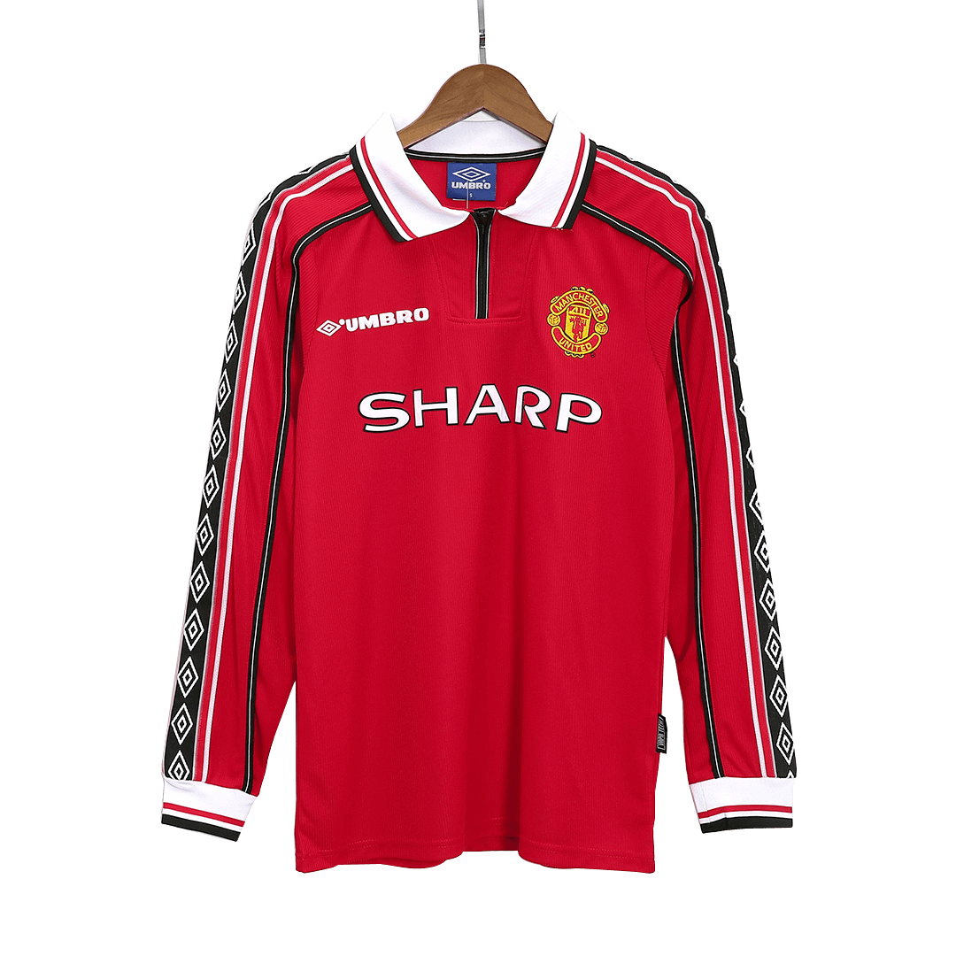 Retro 1998/99 Manchester United Home Long Sleeve Soccer Jersey - Image 3