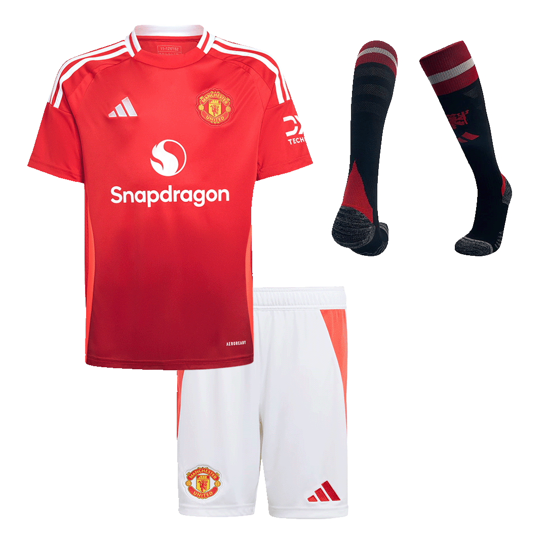 Kid's Manchester United Home Soccer Jersey Kit(Jersey+Shorts+Socks) 2024/25