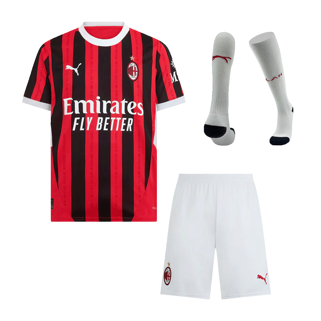 AC Milan Home Soccer Jersey Kit(Jersey+Shorts+Socks) 2024/25