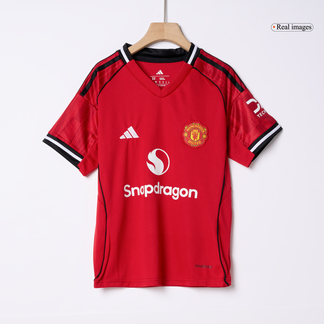 Kid's Manchester United Home Soccer Jersey Kit(Jersey+Shorts+Socks) 2025/26 - Image 3