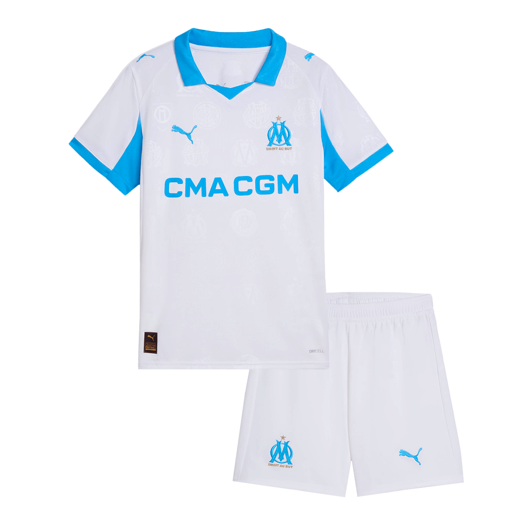 Kid's Marseille Home Soccer Jersey Kit(Jersey+Shorts) 2025/26