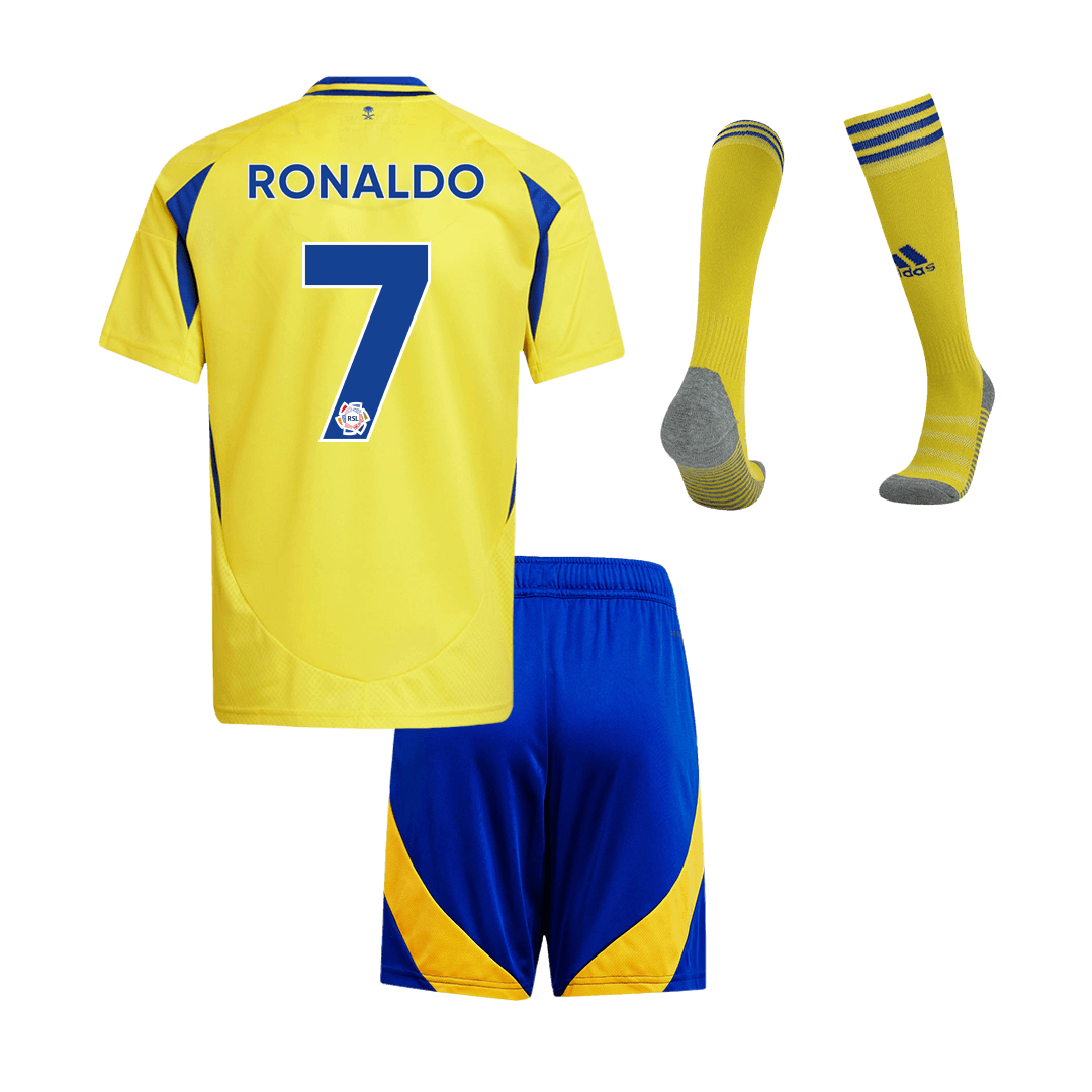 Kid's RONALDO #7 Al Nassr Home Soccer Jersey Kit(Jersey+Shorts+Socks) 2024/25