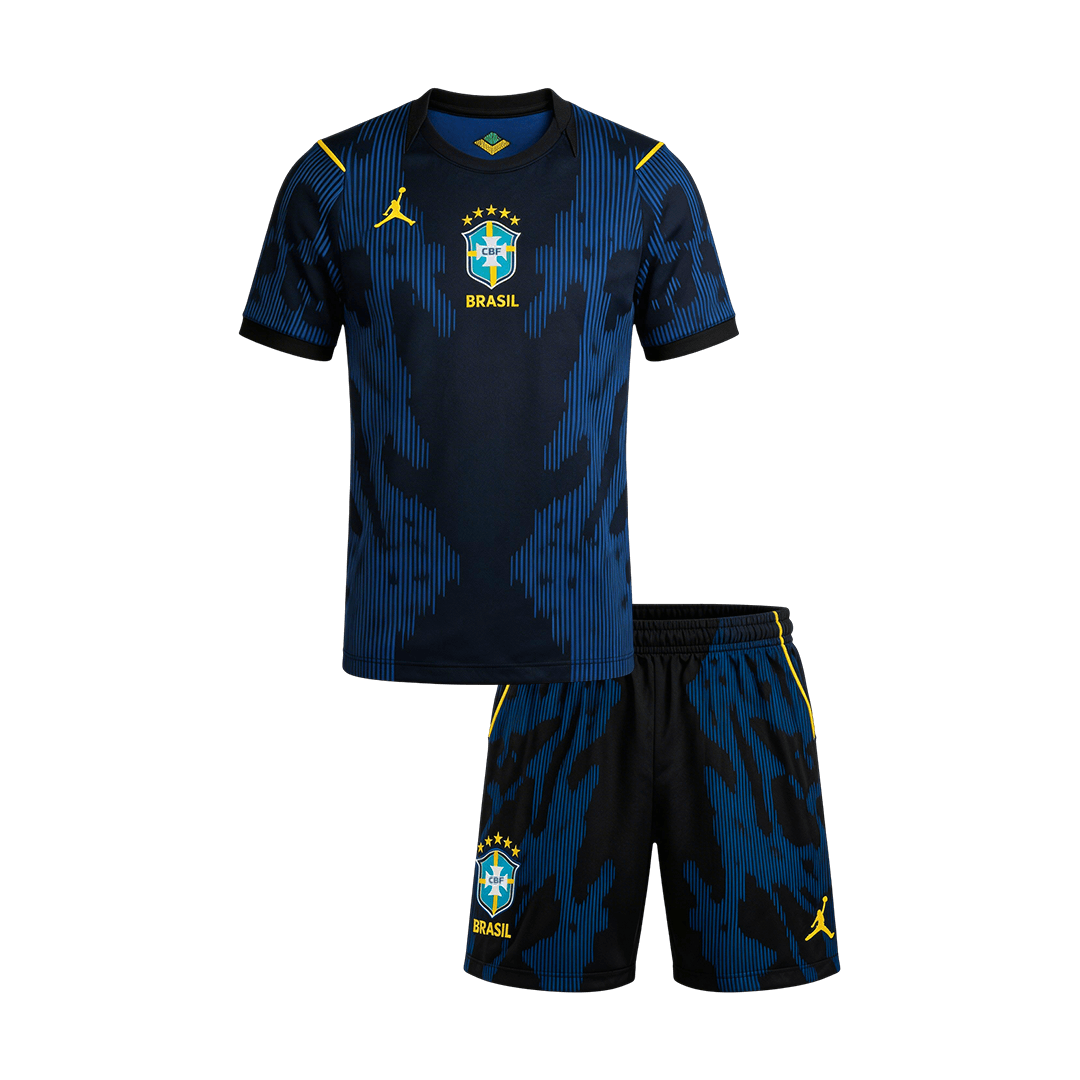 Kid's Brazil Away Soccer Jersey Kit(Jersey+Shorts) 2026