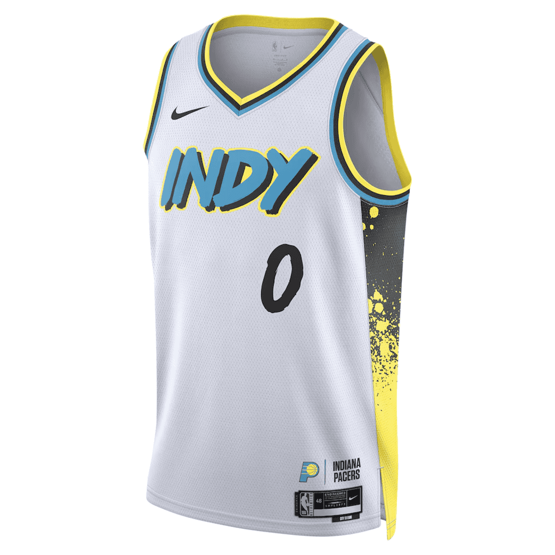 Indiana Pacers HALIBURTON #0 Swingman NBA Jersey - City Edition - Image 2