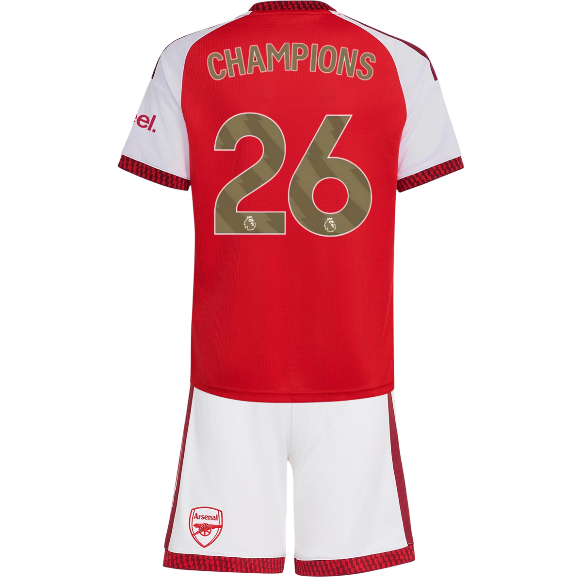 Kid's CHAMPIONS #26 Arsenal Home Soccer Jersey 2026/27