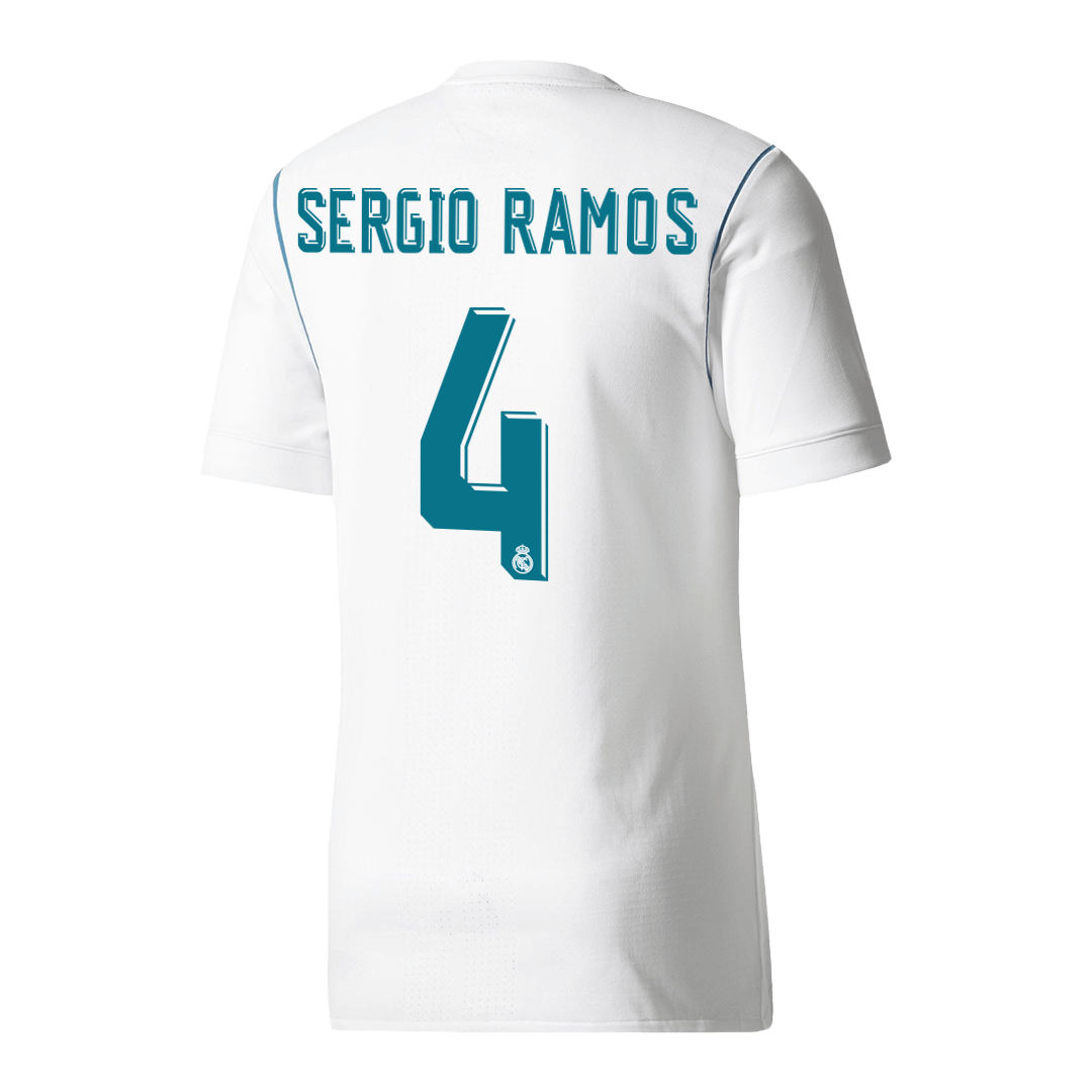 Retro SERGIO RAMOS #4 2017/18 Real Madrid Home Soccer Jersey