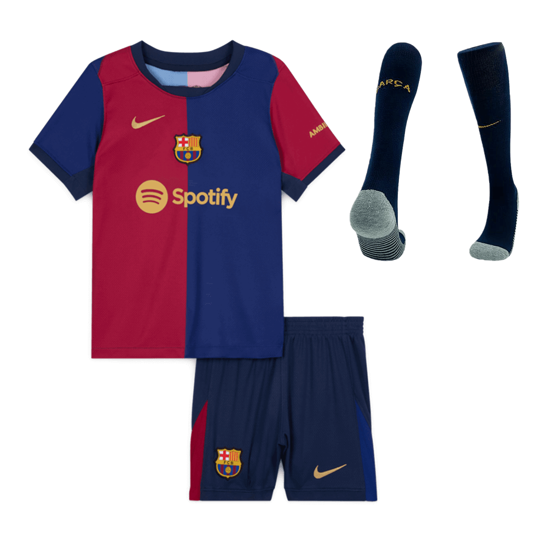 Kid's Barcelona Home Soccer Jersey Kit(Jersey+Shorts+Socks) 2024/25