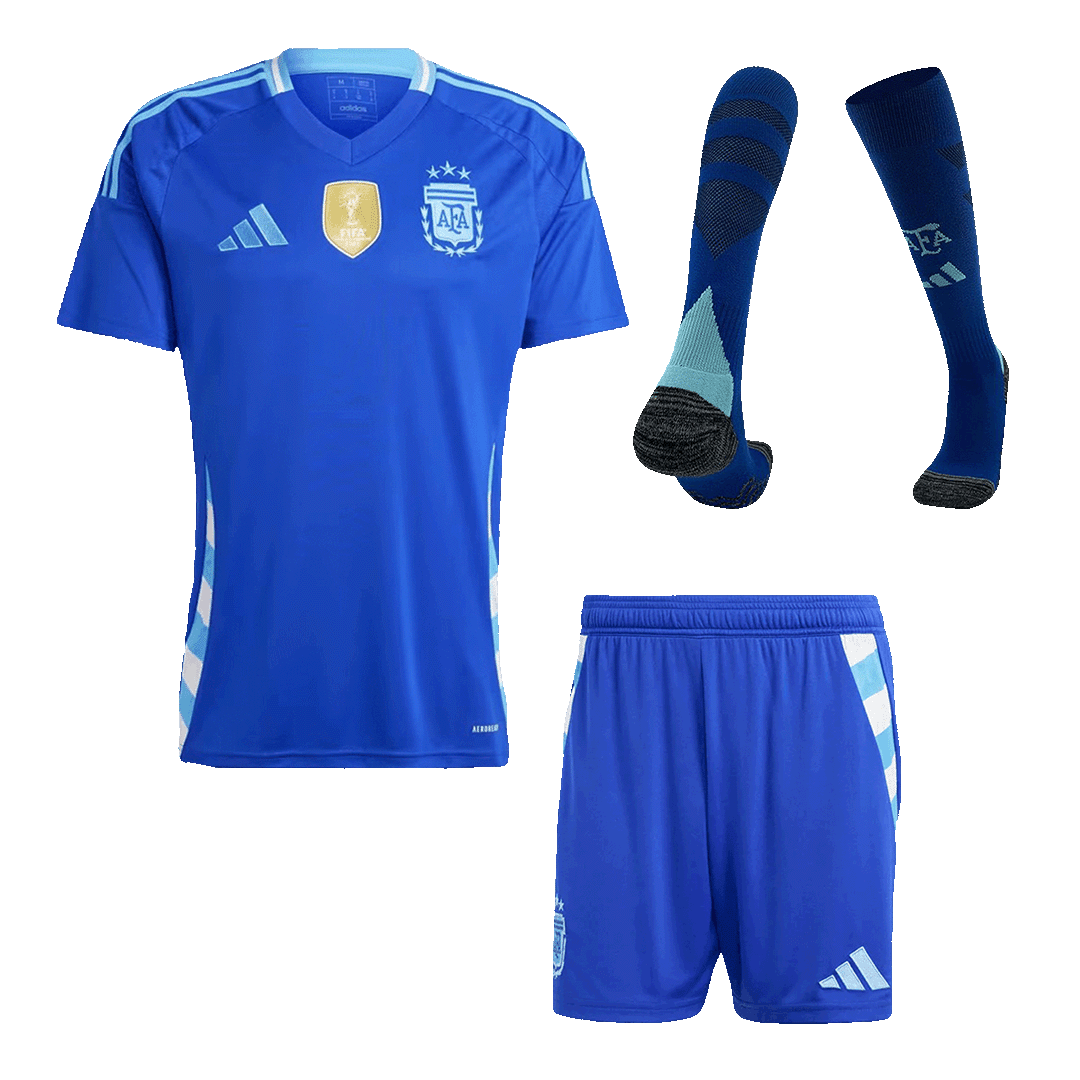 Argentina Away Soccer Jersey Kit(Jersey+Shorts+Socks) Copa America 2024