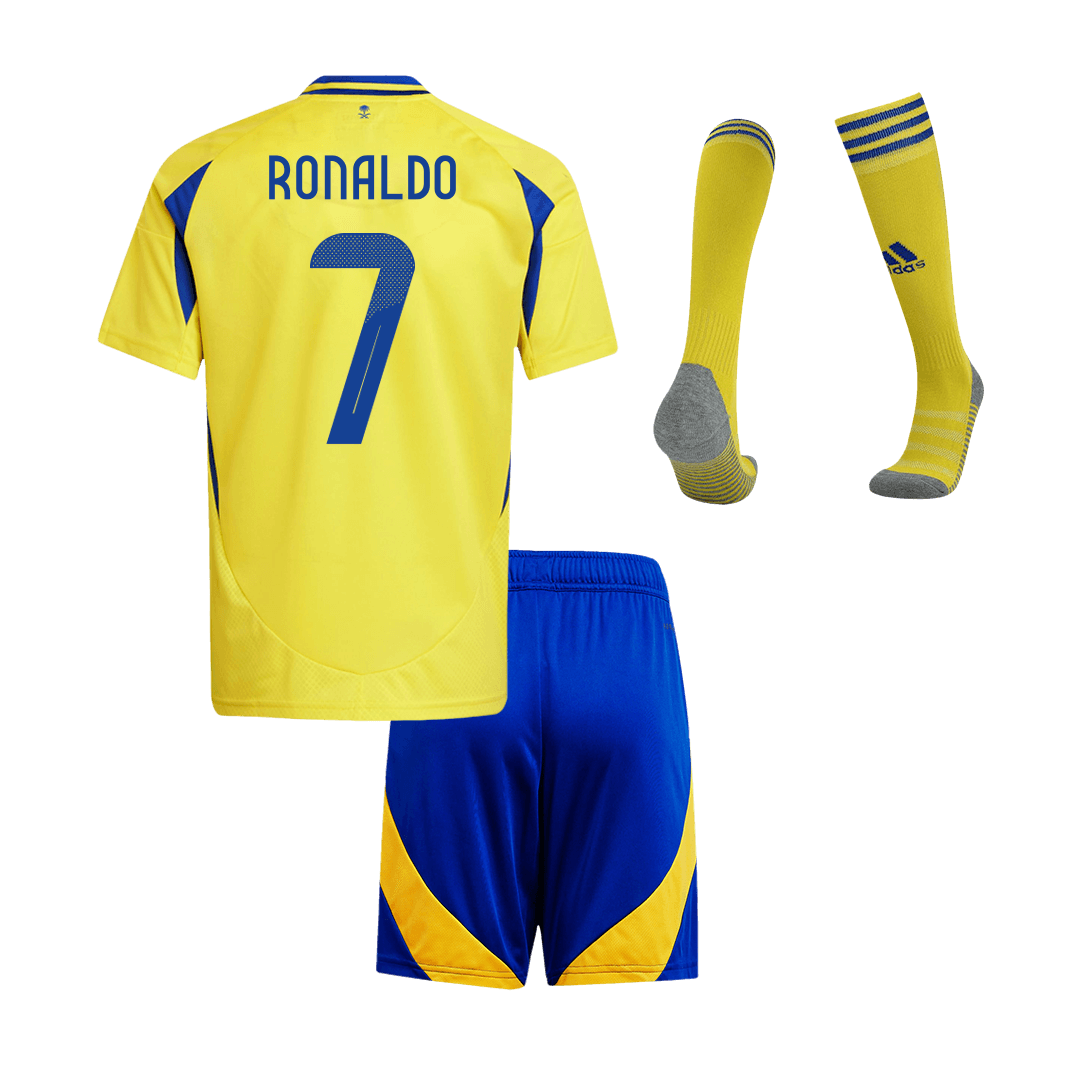 Kid's RONALDO #7 Al Nassr Home Soccer Jersey Kit(Jersey+Shorts+Socks) 2024/25