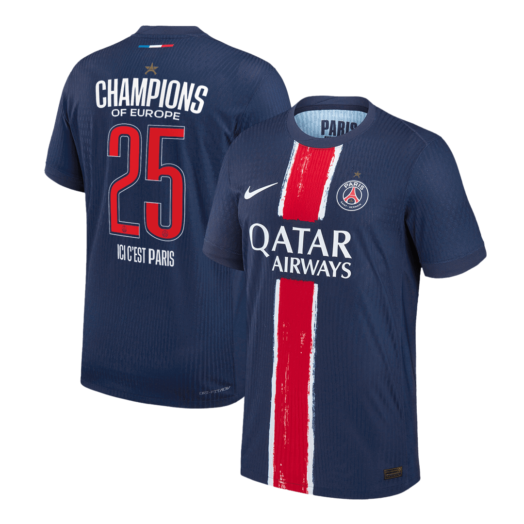 Authentic CHAMPIONS #25 PSG Home Soccer Jersey 2024/25 - CHAMPIONS OF EUROPE
