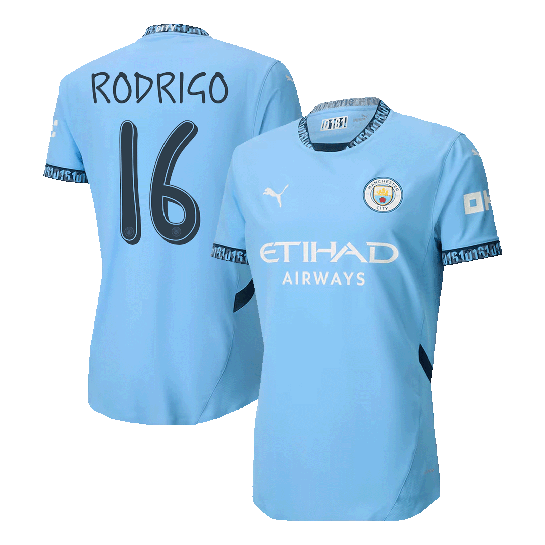 RODRIGO #16 Manchester City Home Soccer Jersey 2024/25 - UCL Player Version