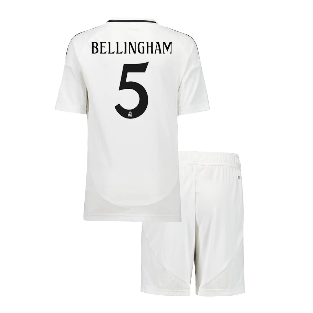 Kid's BELLINGHAM #5 Real Madrid Home Soccer Jersey Kit(Jersey+Shorts) 2024/25