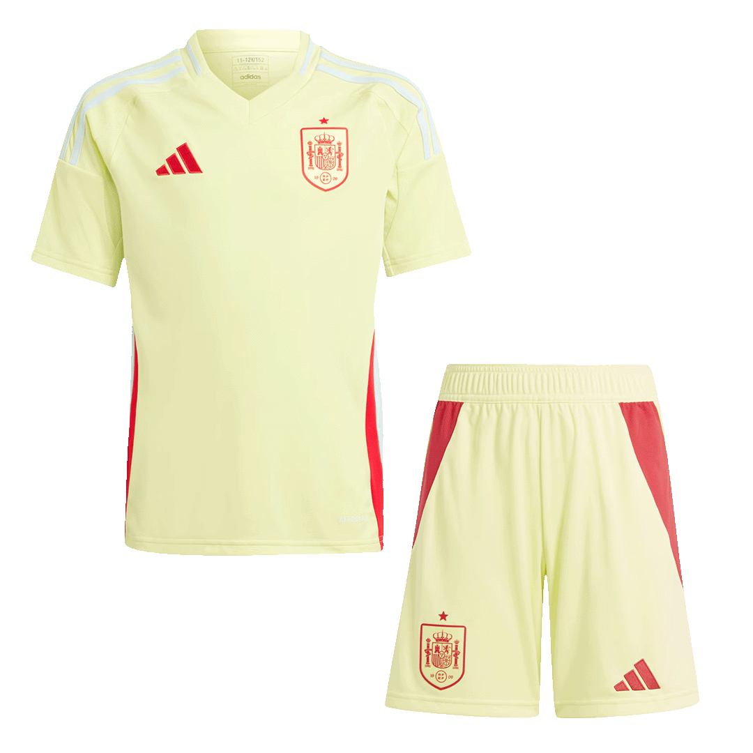 Kid's Spain Away Soccer Jersey Kit(Jersey+Shorts) Euro 2024