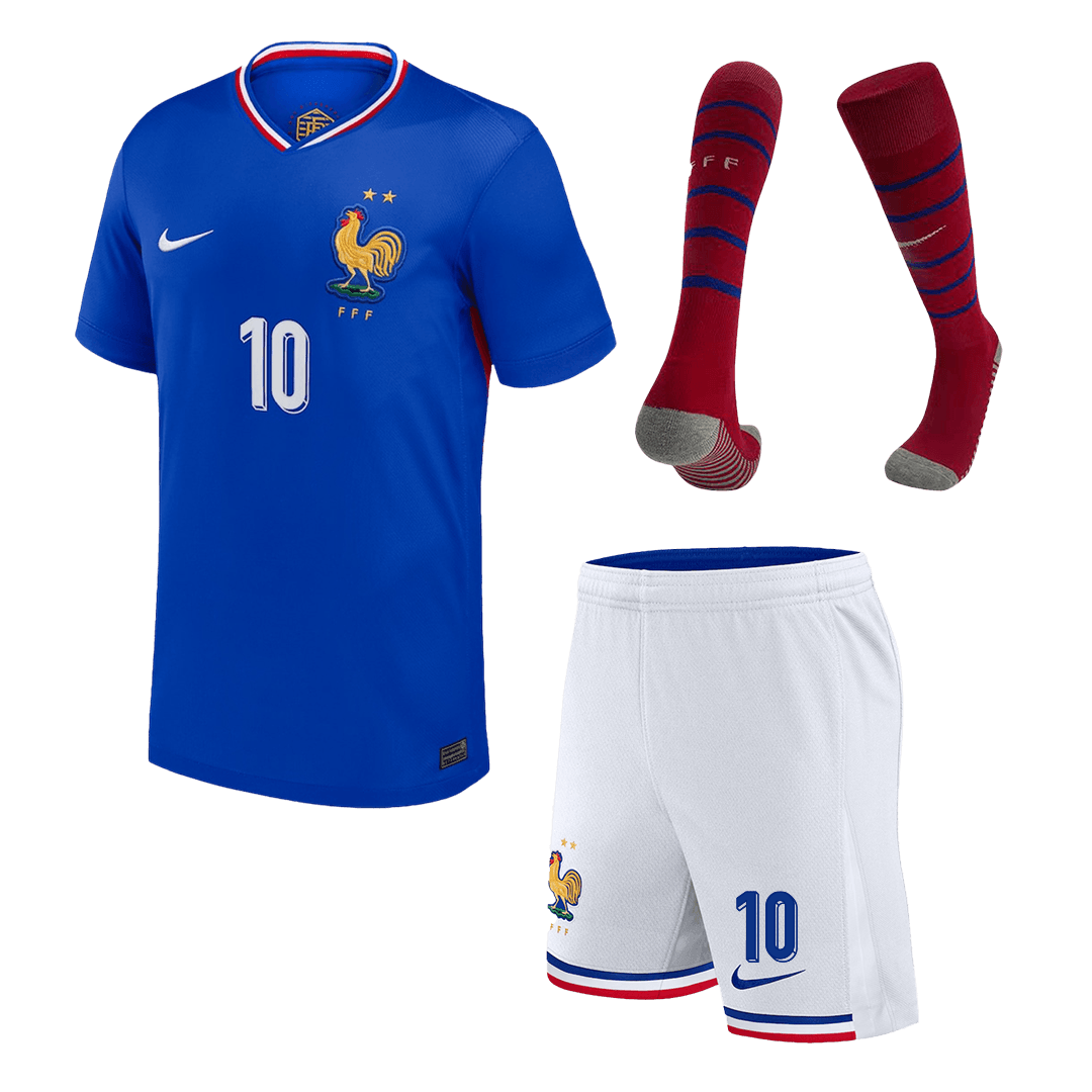 Kid's MBAPPE #10 France Home Soccer Jersey Kit(Jersey+Shorts+Socks) Euro 2024 - Image 2