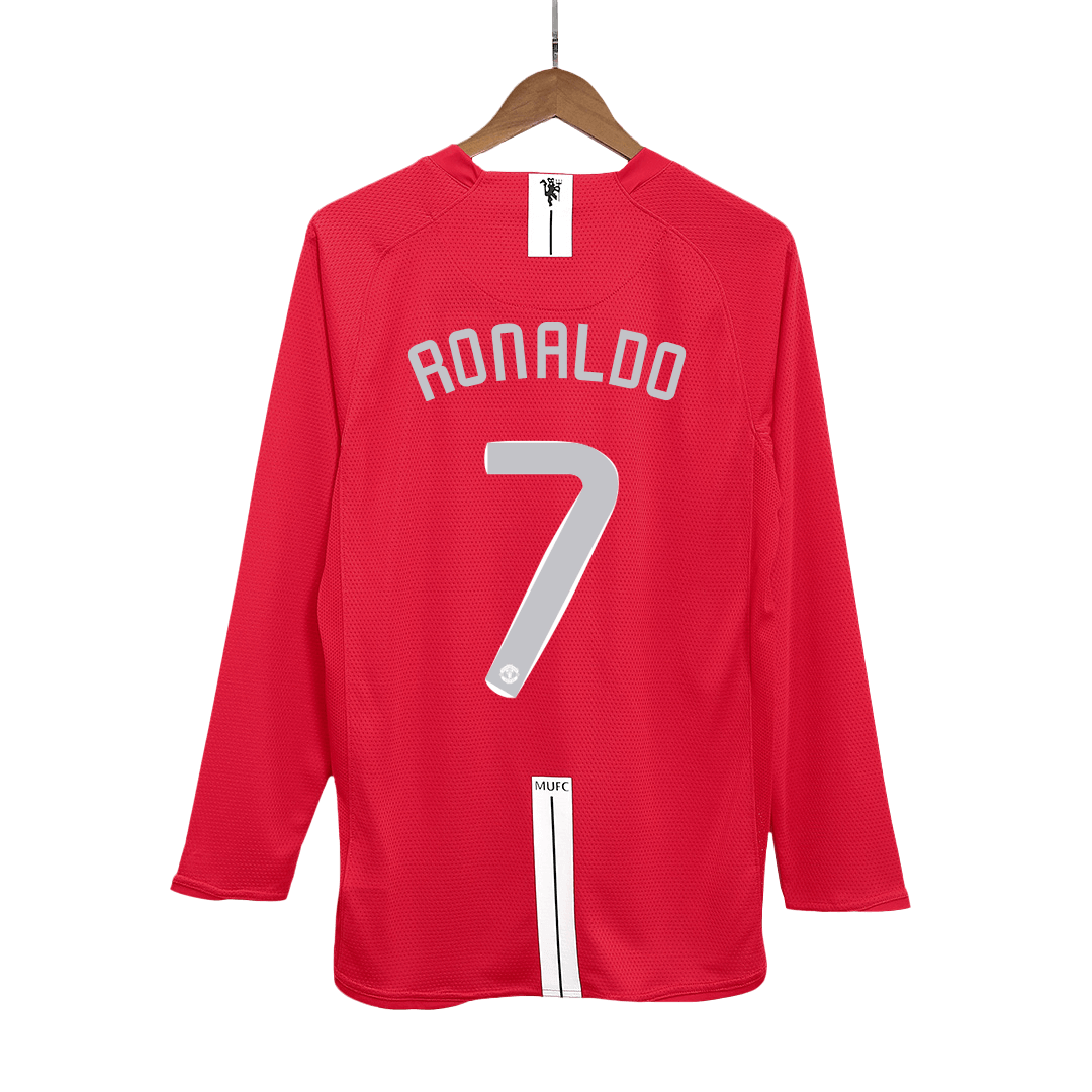 Retro RONALDO #7 2007/08 Manchester United Home Long Sleeve Soccer Jersey