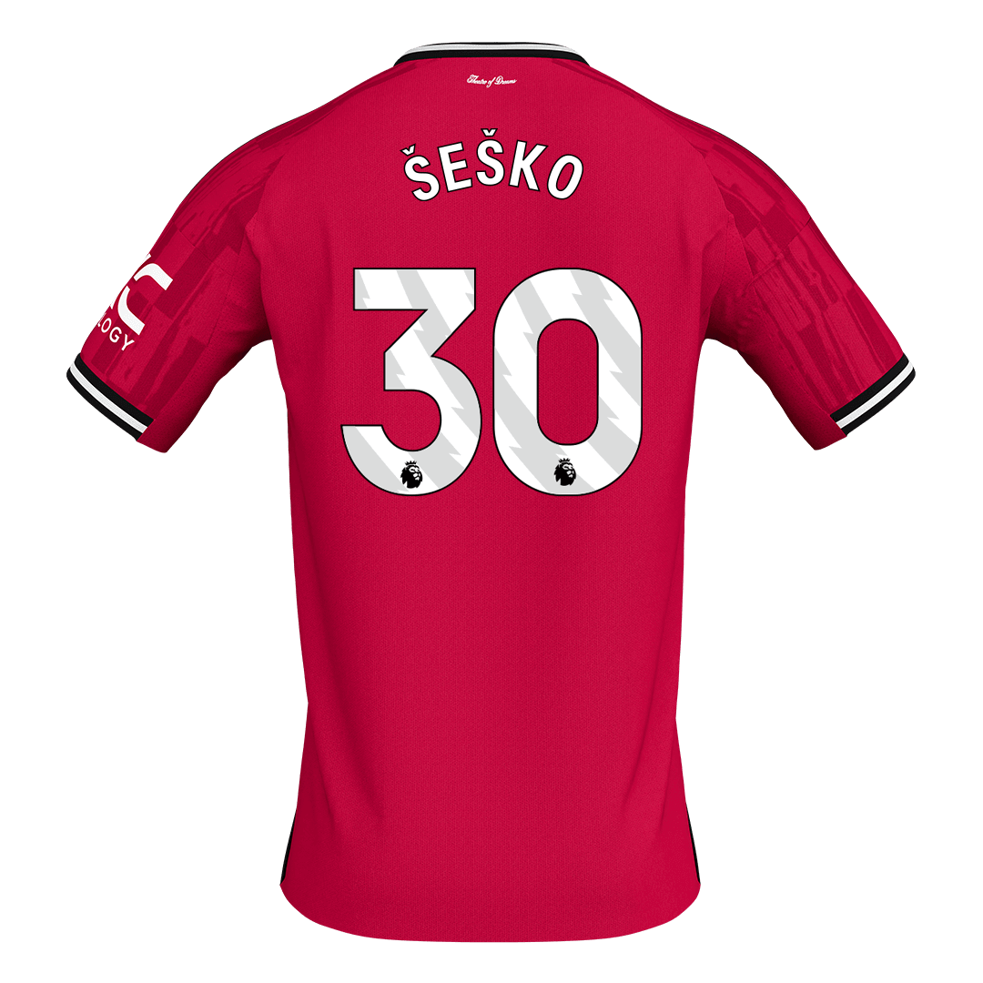 ŠEŠKO #30 Manchester United Home Soccer Jersey 2025/26 - Image 2
