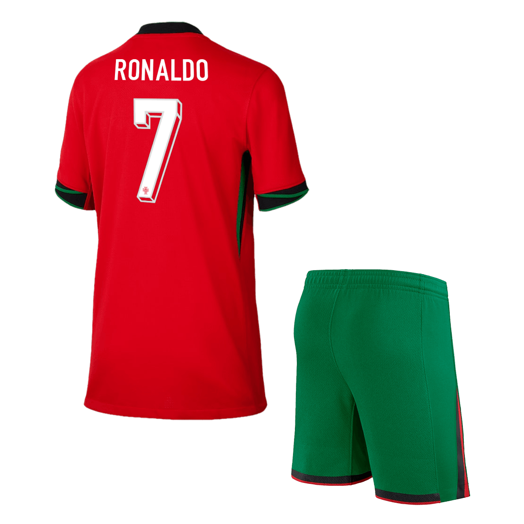 Kid's RONALDO #7 Portugal Home Soccer Jersey Kit(Jersey+Shorts) Euro 2024 - Image 2