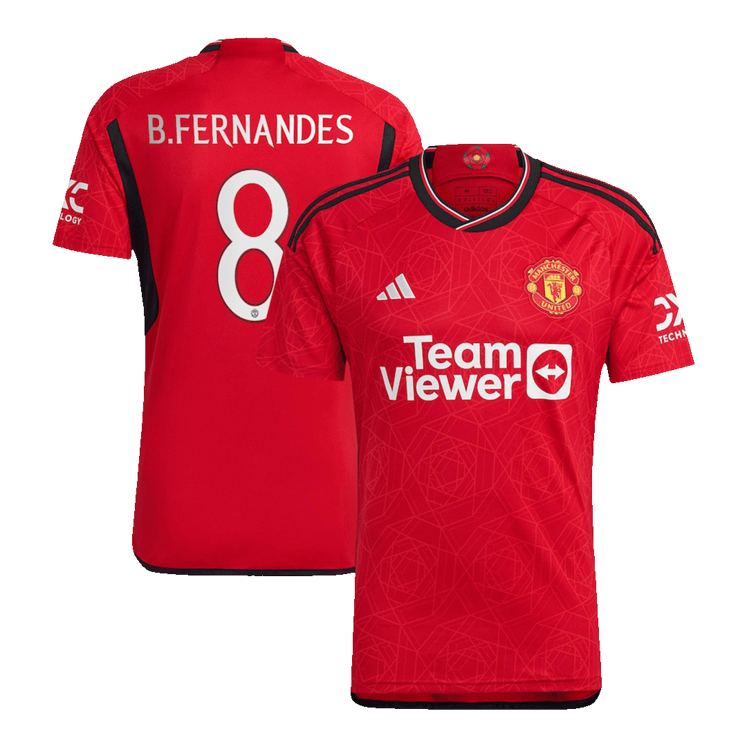 B.FERNANDES #8 Manchester United Home Soccer Jersey 2023/24 -UCL