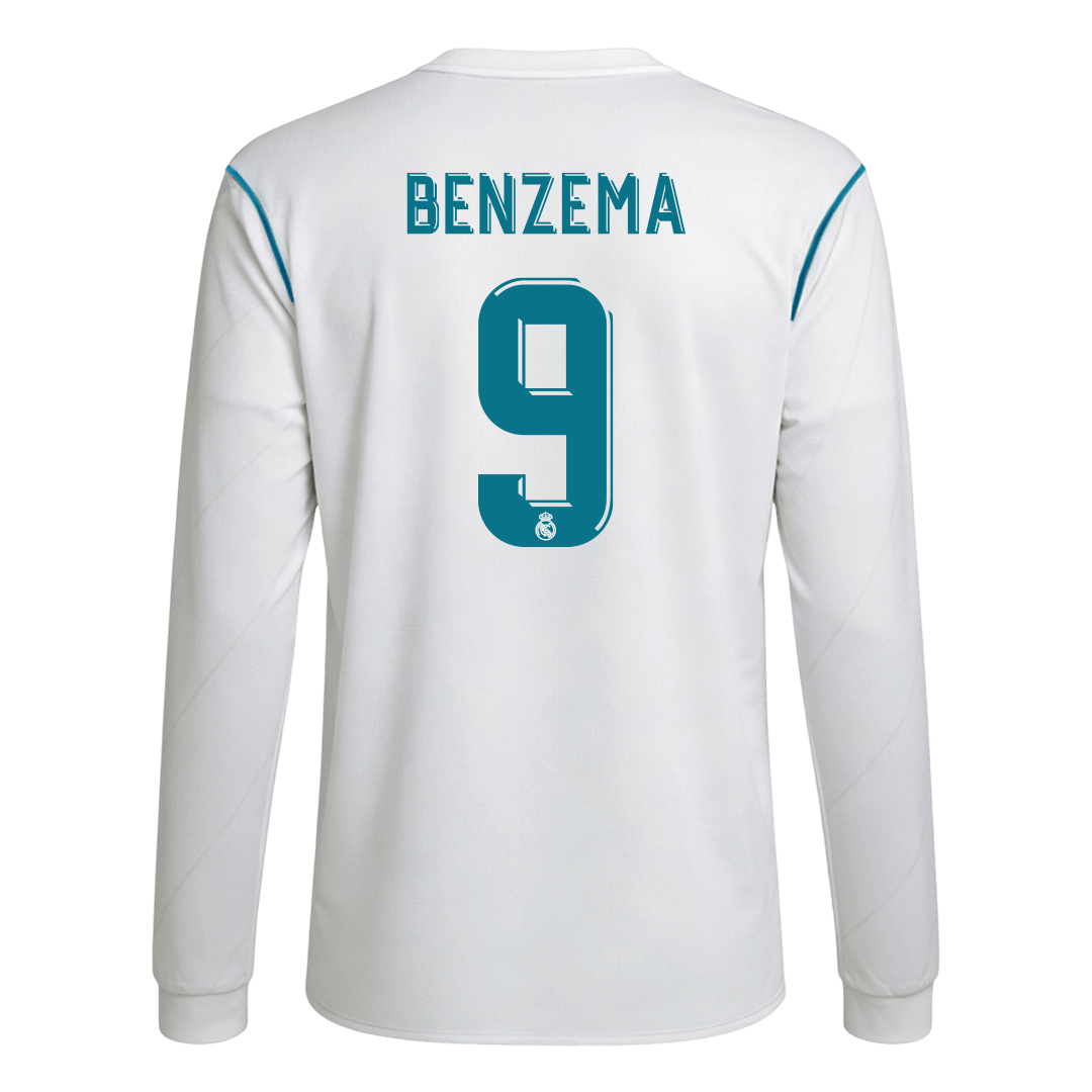 Retro BENZEMA #9 2017/18 Real Madrid Home Long Sleeve Soccer Jersey