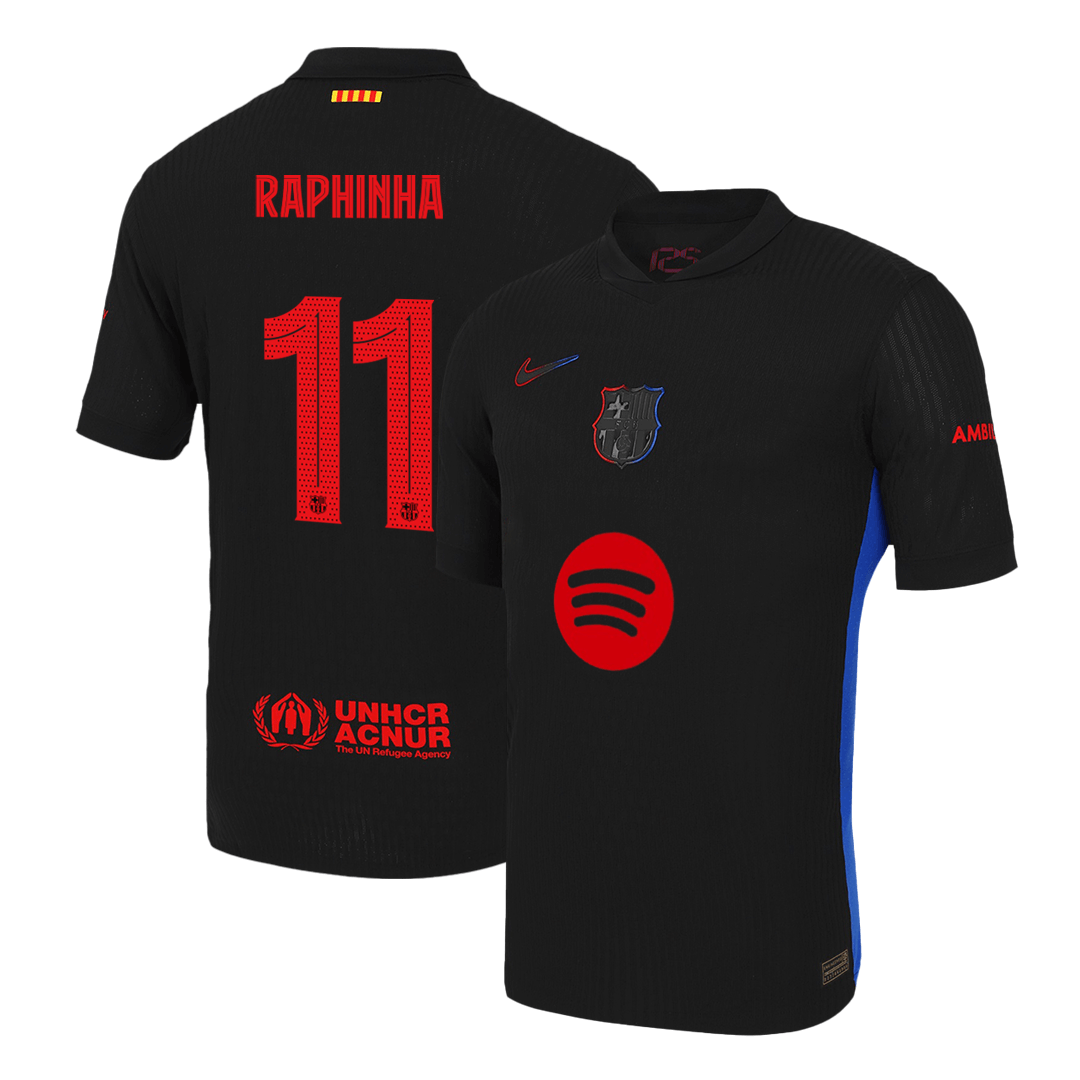 RAPHINHA #11 Barcelona Away Soccer Jersey 2024/25 - UCL (Spotify Logo Without Text) Player Version