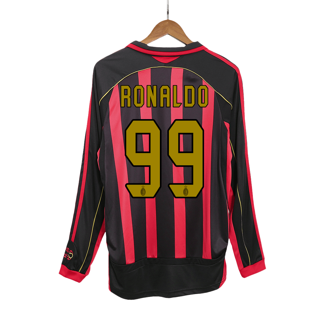 Retro RONALDO #99 2006/07 AC Milan Home Long Sleeve Soccer Jersey