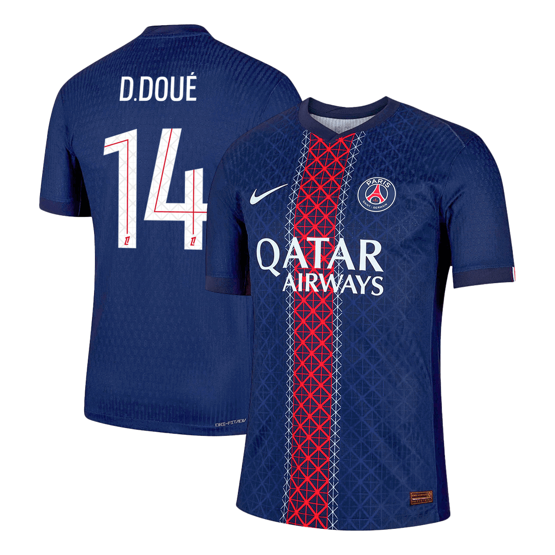 Authentic D.DOUÉ #14 PSG Home Soccer Jersey 2025/26