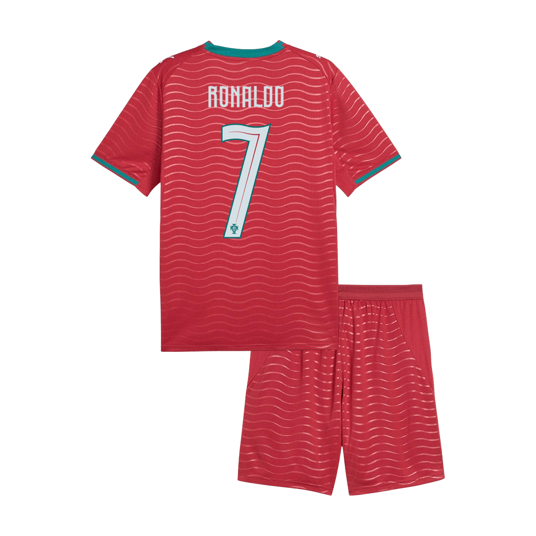 Kid's RONALDO #7 Portugal Home Soccer Jersey Kit(Jersey+Shorts) 2026