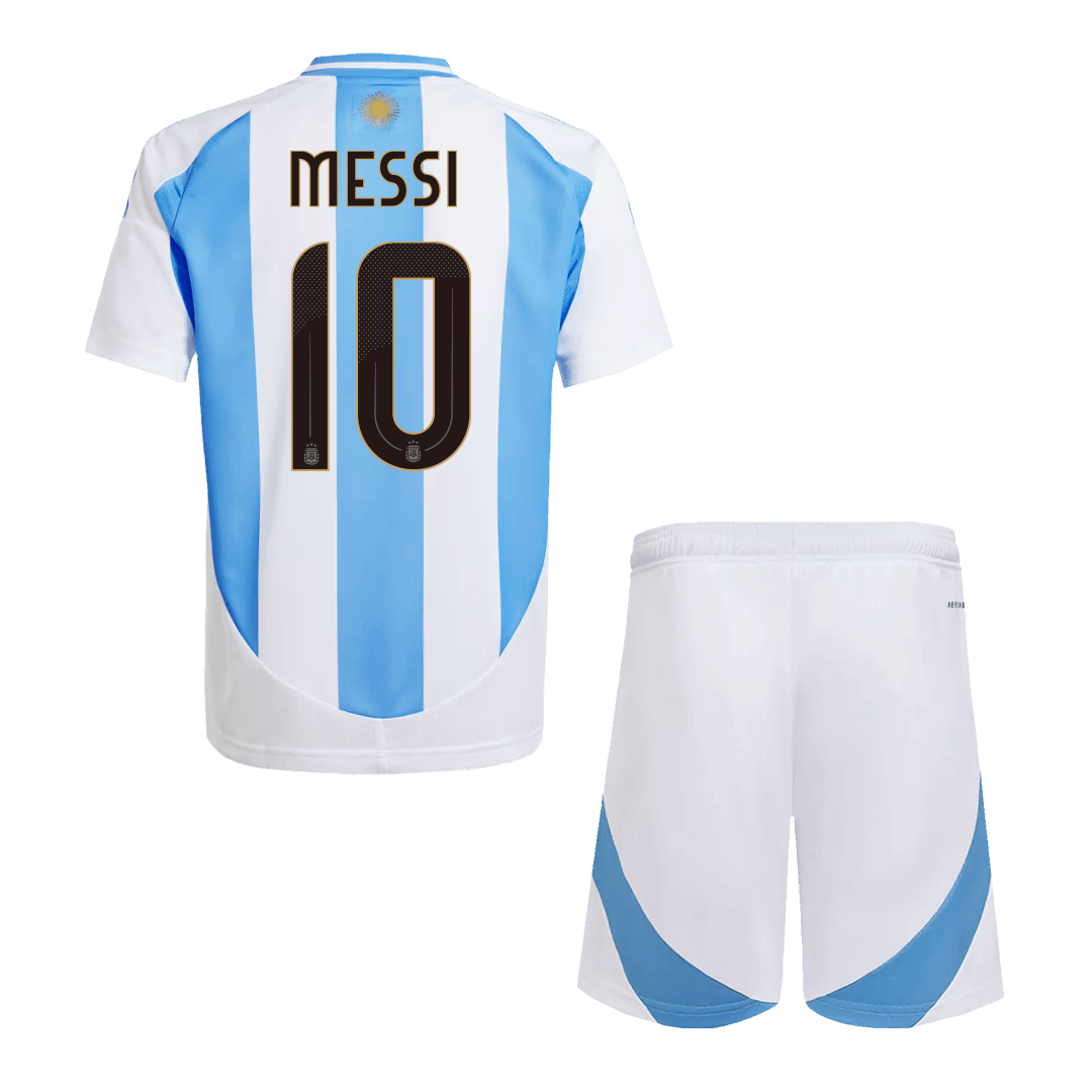 Kid's MESSI #10 Argentina Home Soccer Jersey Kit(Jersey+Shorts) 2024 - Image 2