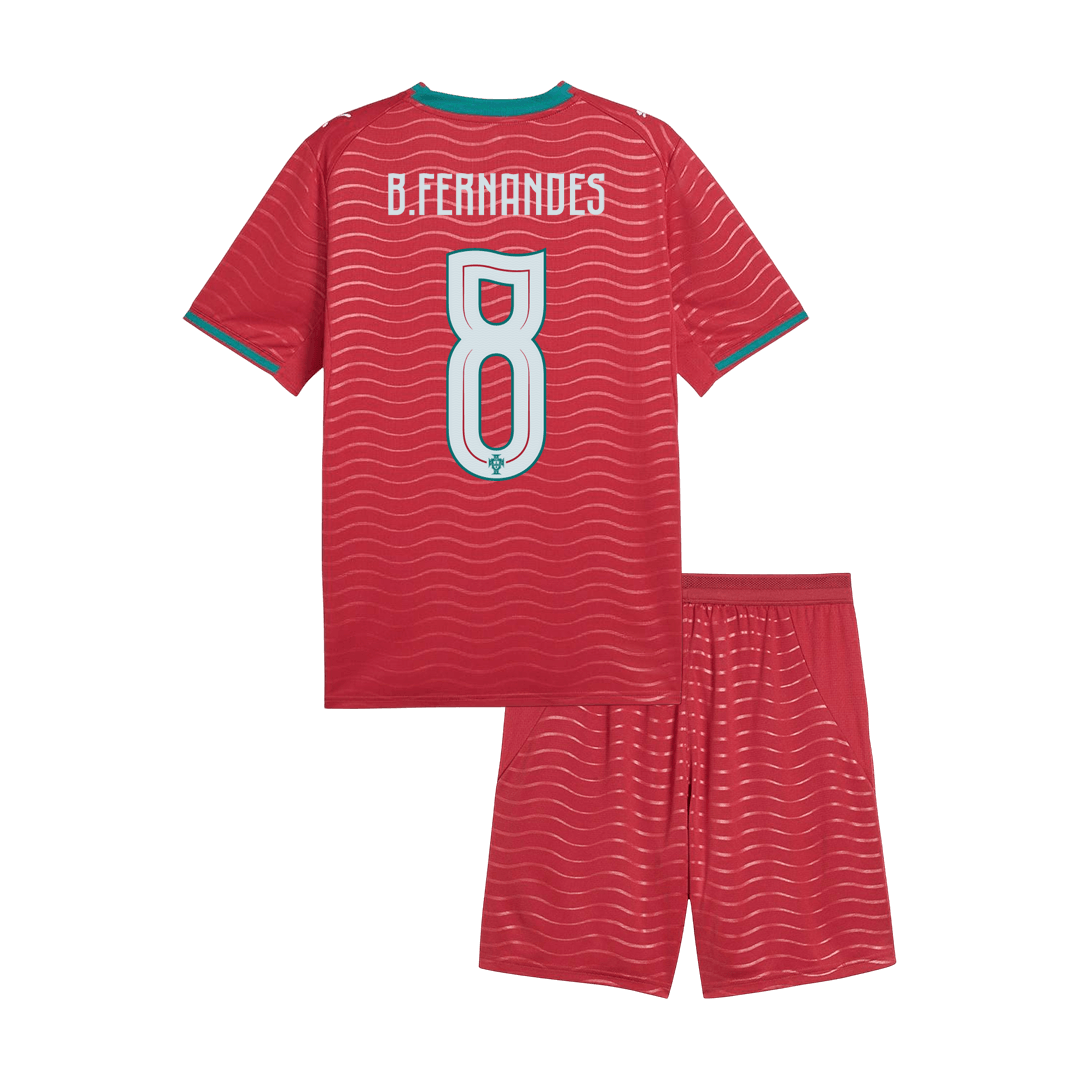 Kid's B. FERNANDES #8 Portugal Home Soccer Jersey Kit(Jersey+Shorts) 2026