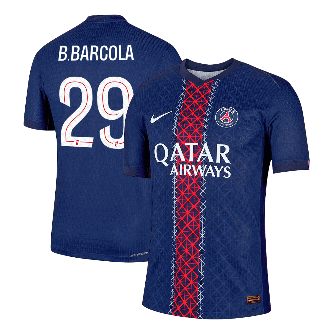 Authentic B.BARCOLA #29 PSG Home Soccer Jersey 2025/26