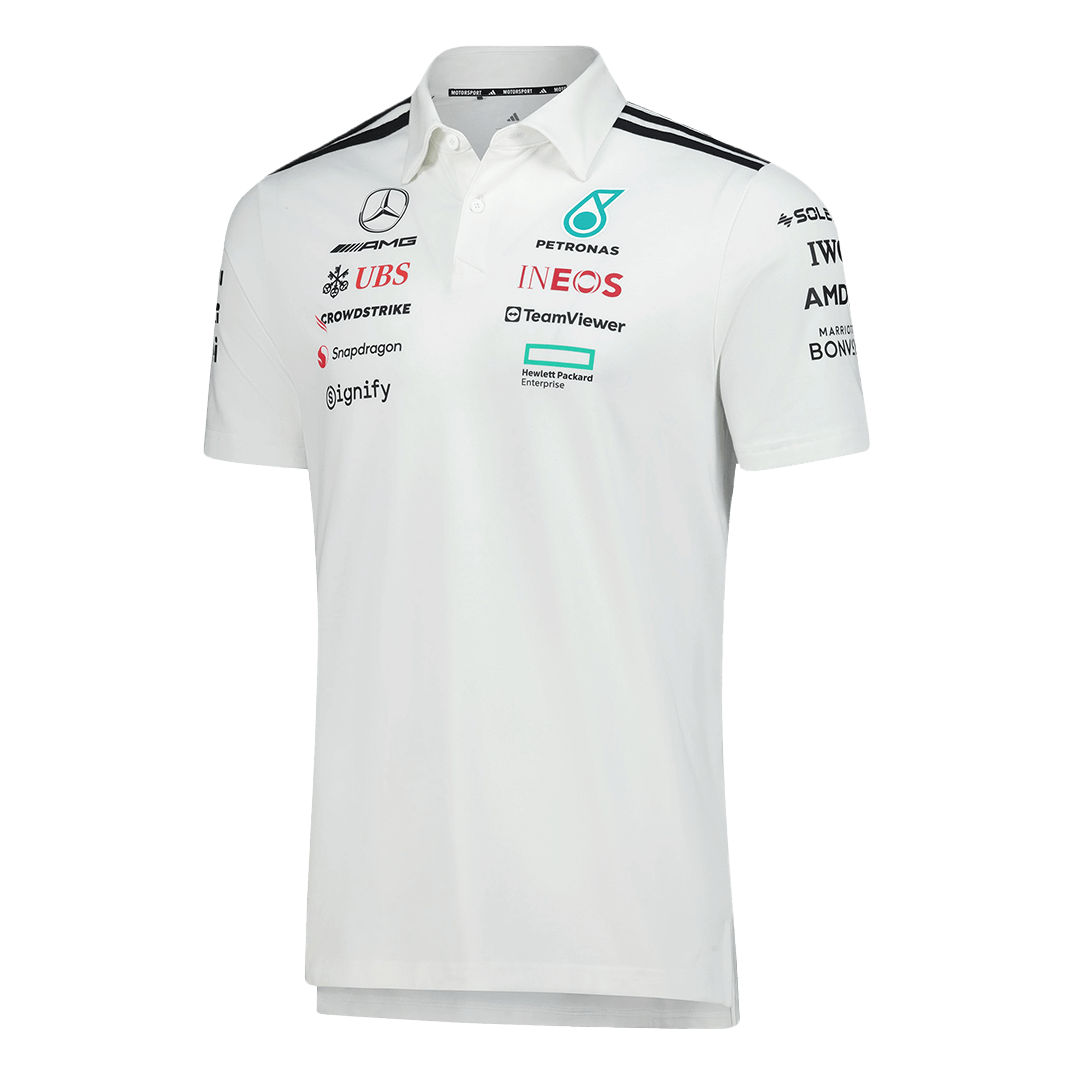 Mercedes AMG Petronas F1 Team Polo 2025 White | Soccerdealshop