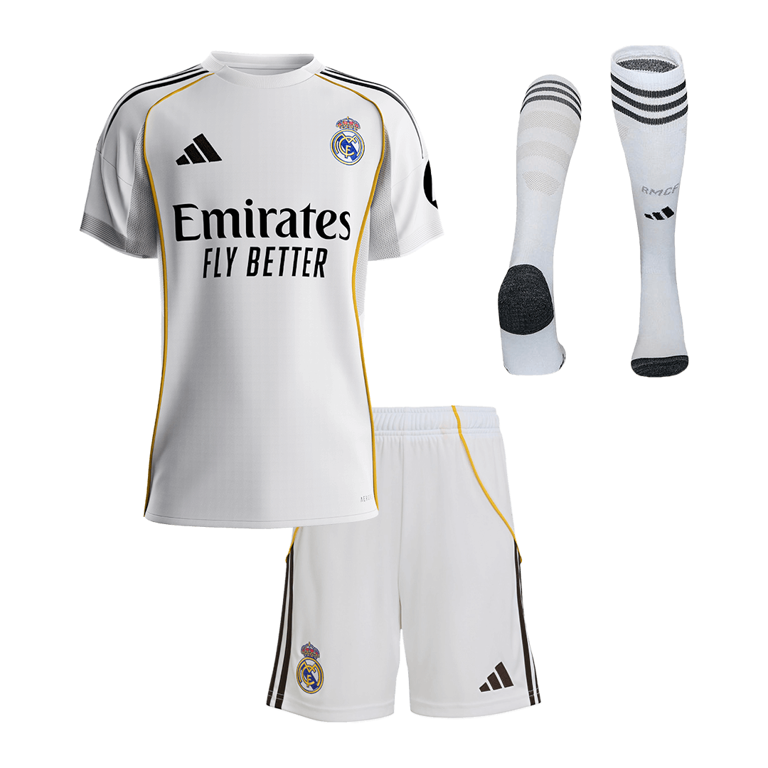 Kid's Real Madrid Home Soccer Jersey Kit(Jersey+Shorts+Socks) 2025/26