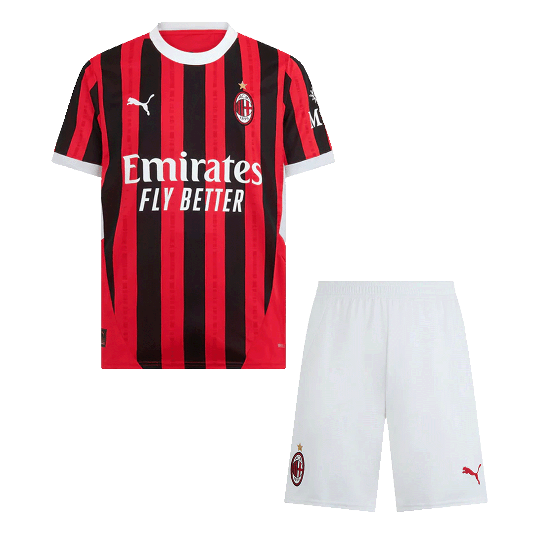 AC Milan Home Soccer Jersey Kit(Jersey+Shorts) 2024/25