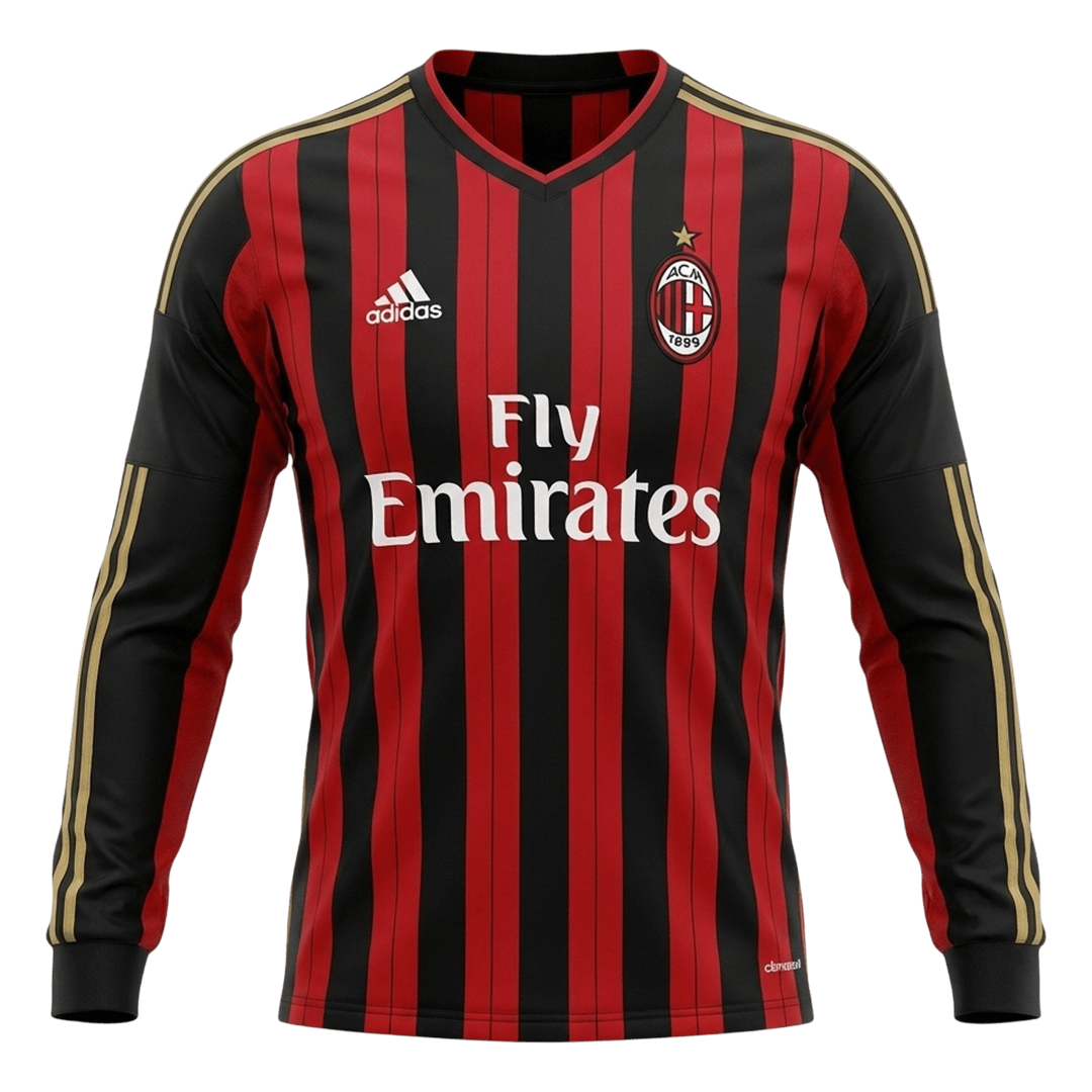 Retro 2013/14 AC Milan Home Long Sleeve Soccer Jersey