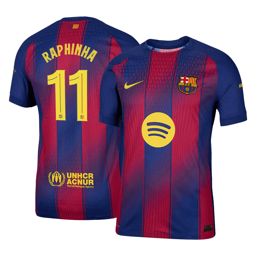 RAPHINHA #11 Barcelona Home Soccer Jersey 2025/26 - UCL Player Version