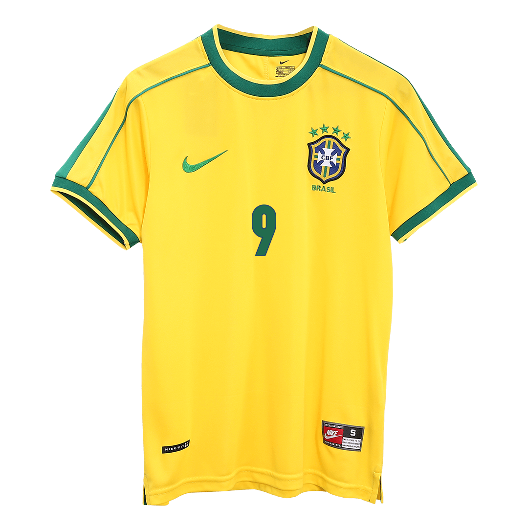 Retro RONALDO #9 1998 Brazil Home Soccer Jersey - Image 2
