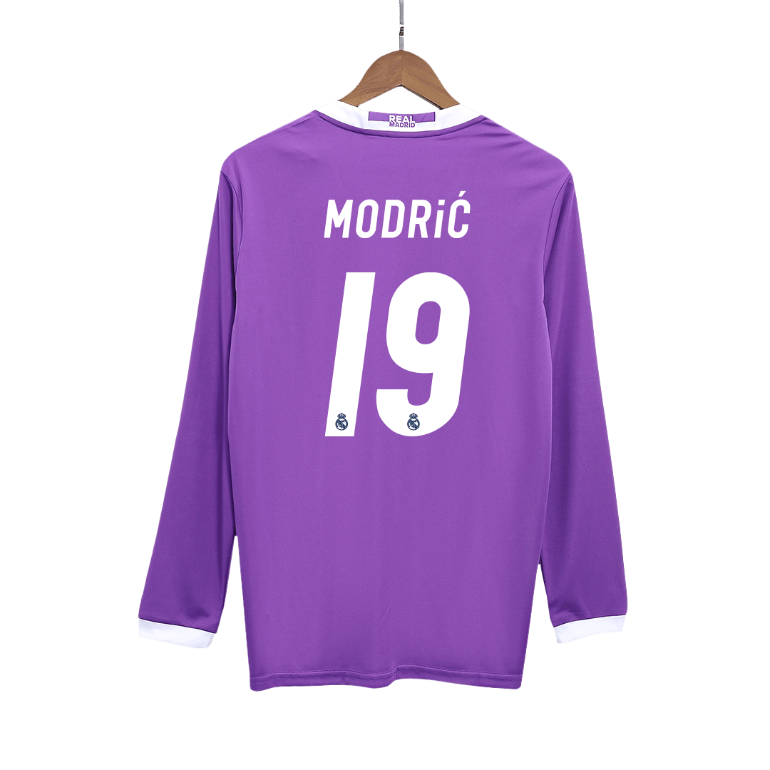 Retro MODRIĆ #19 2016/17 Real Madrid Away Long Sleeve Soccer Jersey