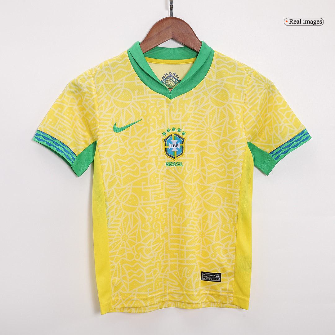 Kid's Brazil Home Soccer Jersey Kit(Jersey+Shorts) Copa America 2024 - Image 4