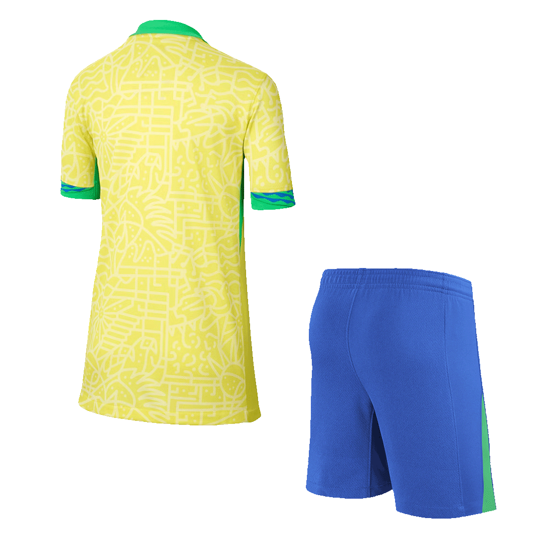 Kid's Brazil Home Soccer Jersey Kit(Jersey+Shorts) Copa America 2024 - Image 2