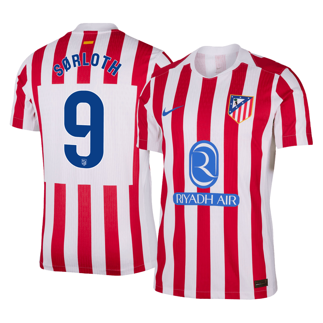 SØRLOTH #9 Atletico Madrid Home Soccer Jersey 2025/26 Player Version