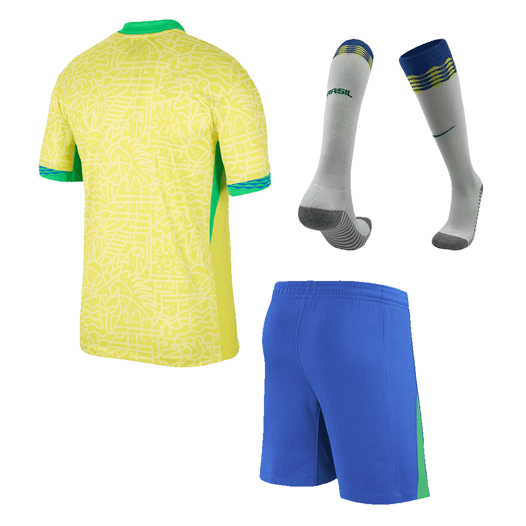Brazil Home Soccer Jersey Kit(Jersey+Shorts+Socks) 2024 - Image 2