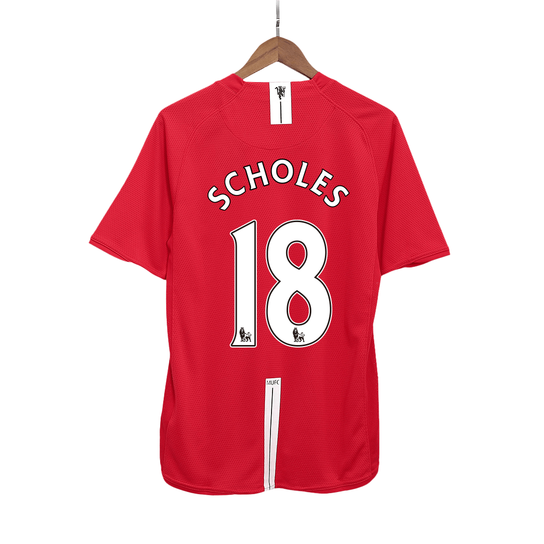 Retro SCHOLES #18 2007/08 Manchester United Home Soccer Jersey