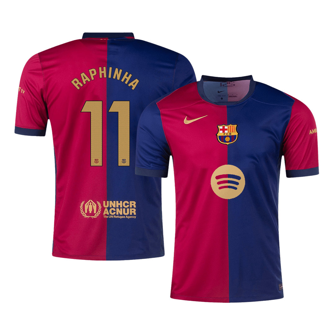 RAPHINHA #11 Barcelona Home Soccer Jersey 2024/25