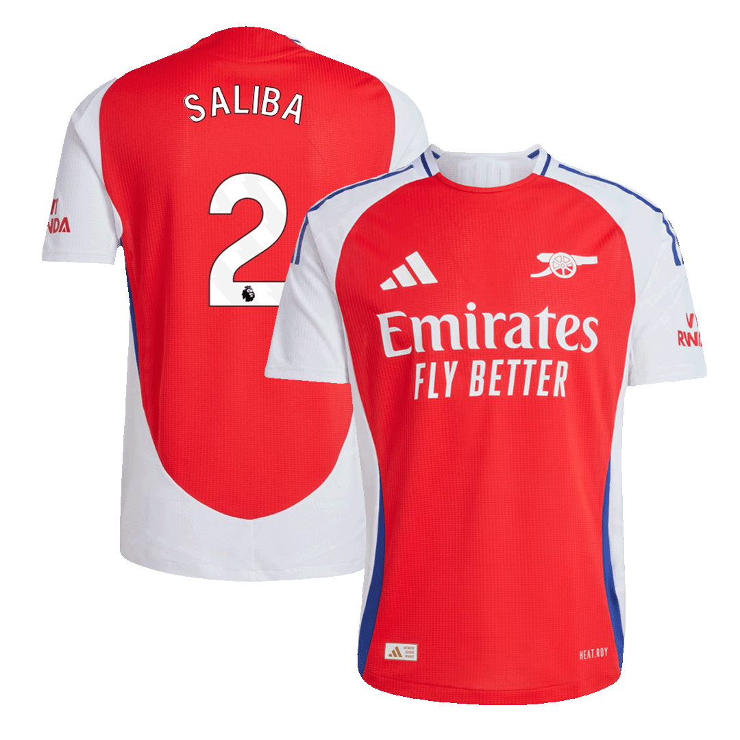 SALIBA #2 Arsenal Home Soccer Jersey 2024/25 Player Version