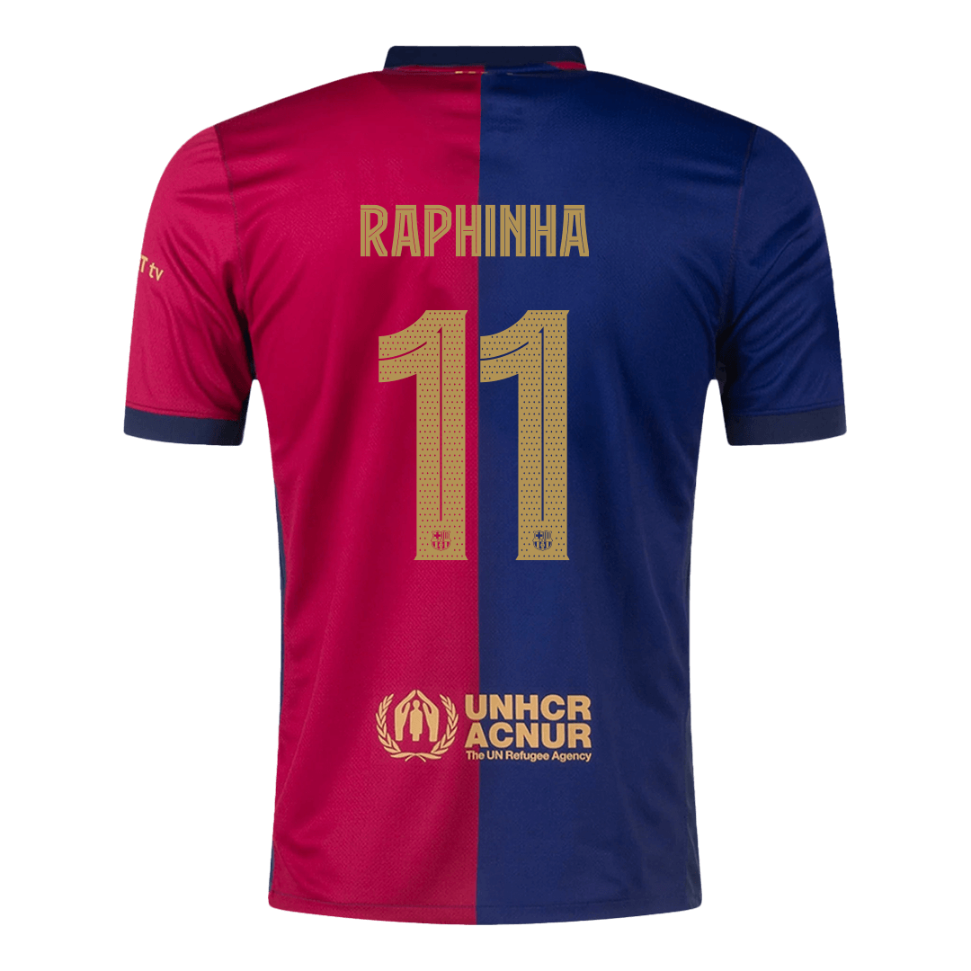 RAPHINHA #11 Barcelona Home Soccer Jersey 2024/25 -UCL - Image 3
