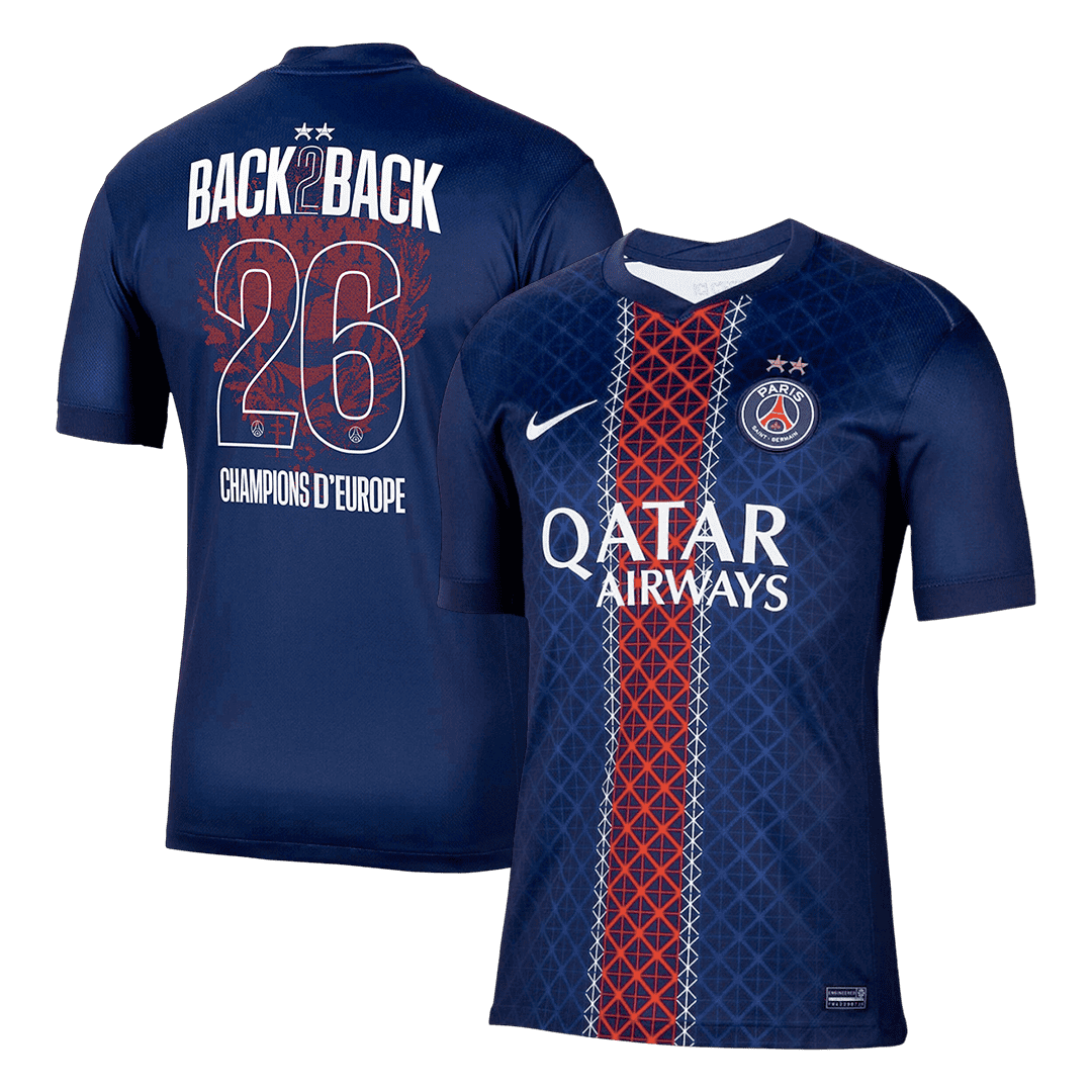 Champions of Europe #26 PSG Home Soccer Jersey 2025/26